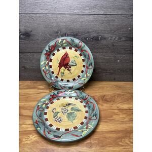 Lenox Winter Greetings Everyday Plates Dinner 10.75" Birds Set Of 2